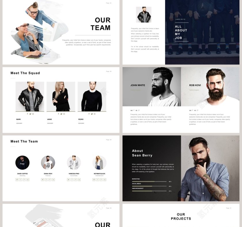 欧美极简PPT创意欧美杂志风创业书PPT模板 第5张