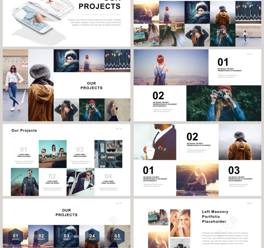 欧美极简PPT创意欧美杂志风创业书PPT模板 第6张