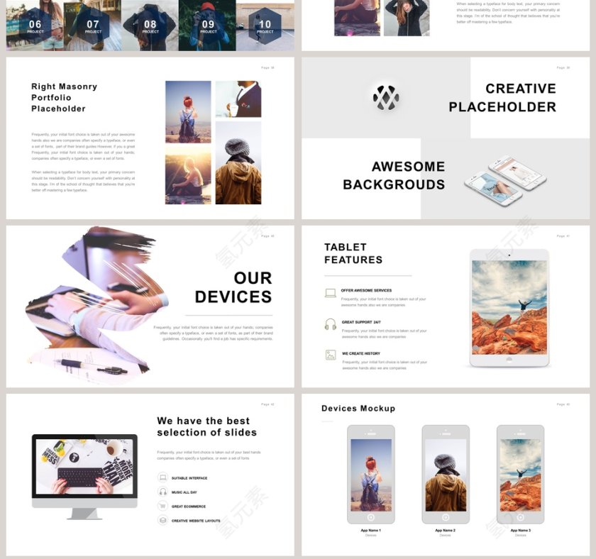 欧美极简PPT创意欧美杂志风创业书PPT模板 第7张