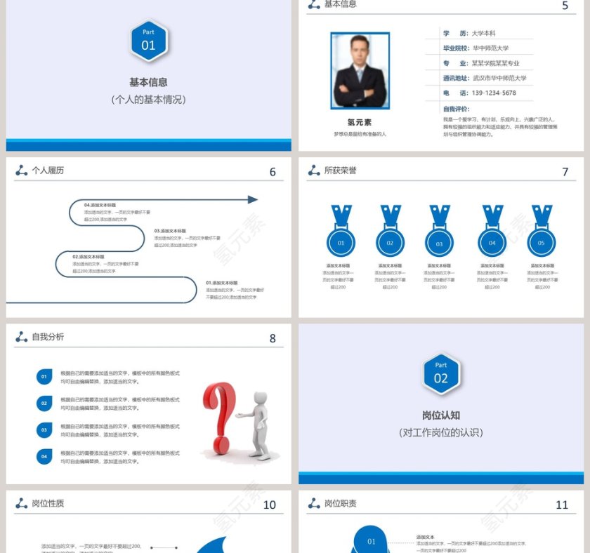 简约蓝色岗位竞聘PPT模板第2张