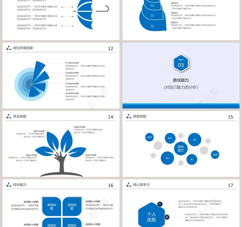 简约蓝色岗位竞聘PPT模板第3张