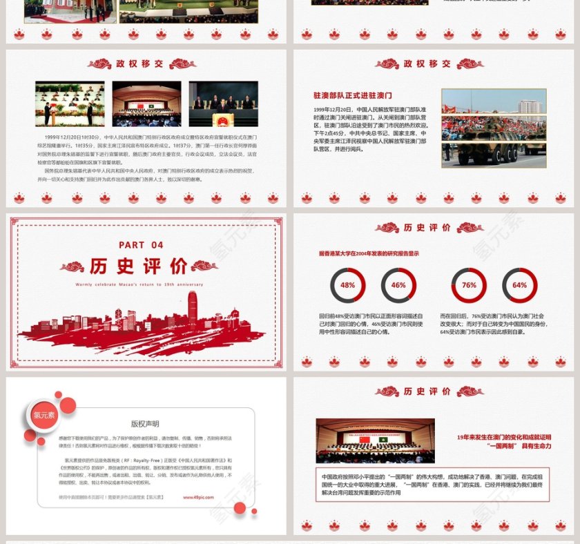 红色简约大气澳门回归纪念日PPT第4张