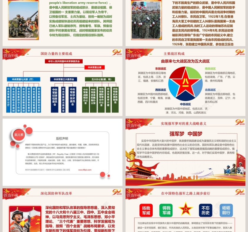 强军强国演说PPT模板第9张