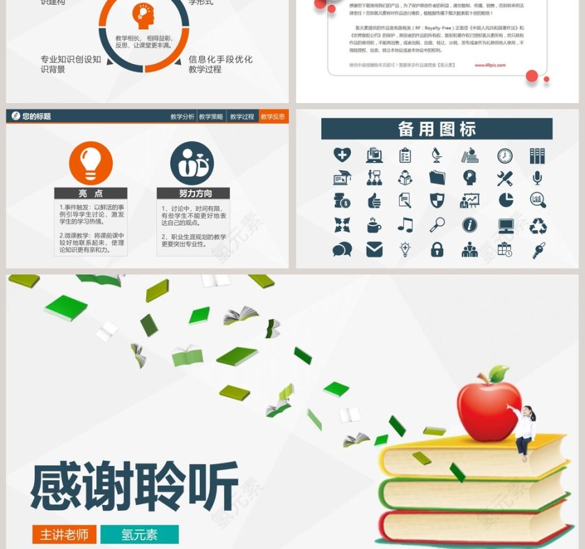 简洁教师说课公开课微课教师评比课件ppt模板幻灯片第6张