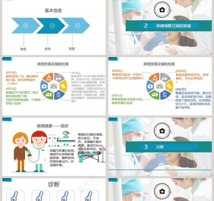 卡通背景简约风格护理查房PPT第2张