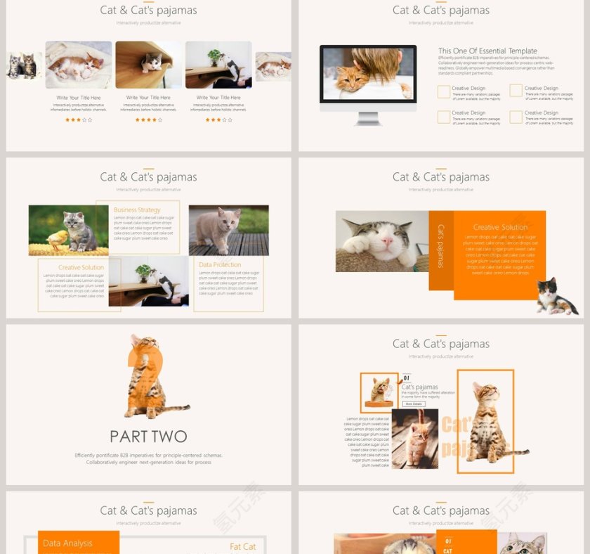 猫咪宠物可爱趣味模板ppt第2张