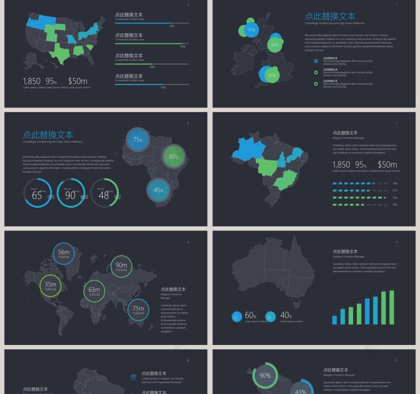 欧美风数据统计分析商务PPT图表第2张