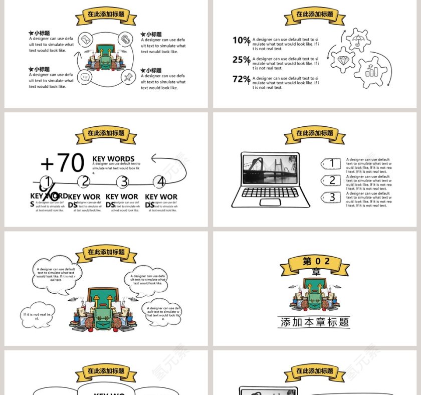 小清新手绘风格多用ppt模版第2张
