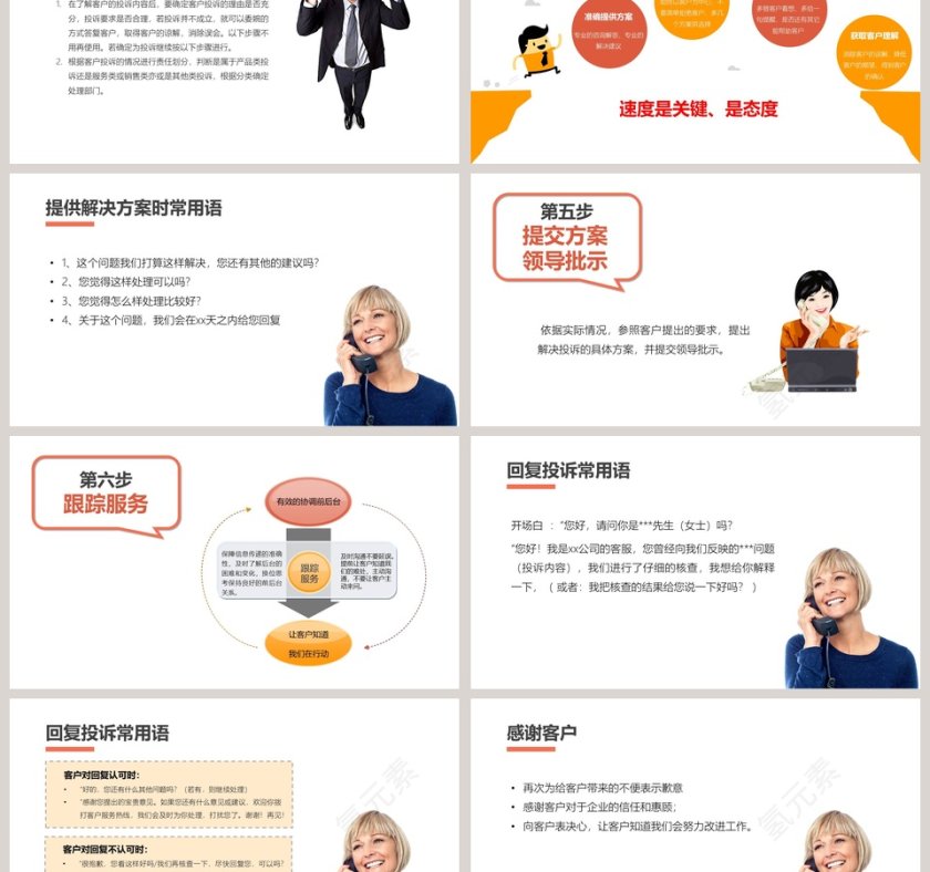 简约清新有效处理客户投诉PPT第6张