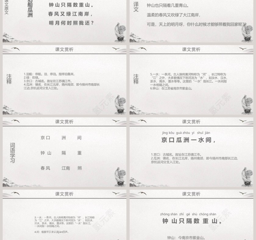 诗词鉴赏部编版六年级语文泊船瓜洲语文课件PPT第3张