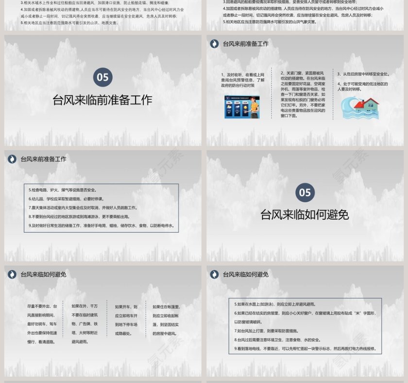 简约注意台风来袭PPT模板第4张