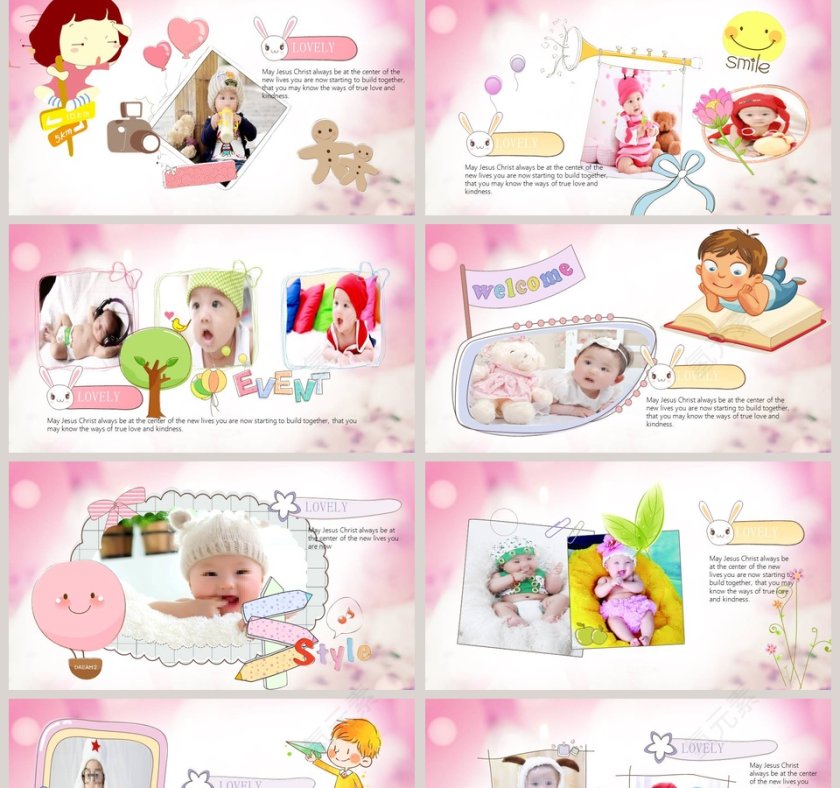 粉色简约清新生日宴会PPT第2张