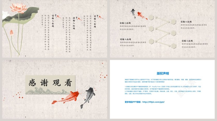 彩色简约中国风中国锦鲤PPT第5张