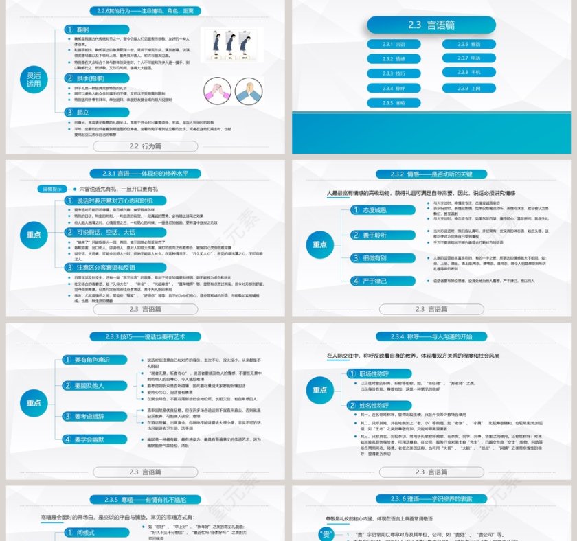 蓝色简约商务礼仪常识PPT第5张