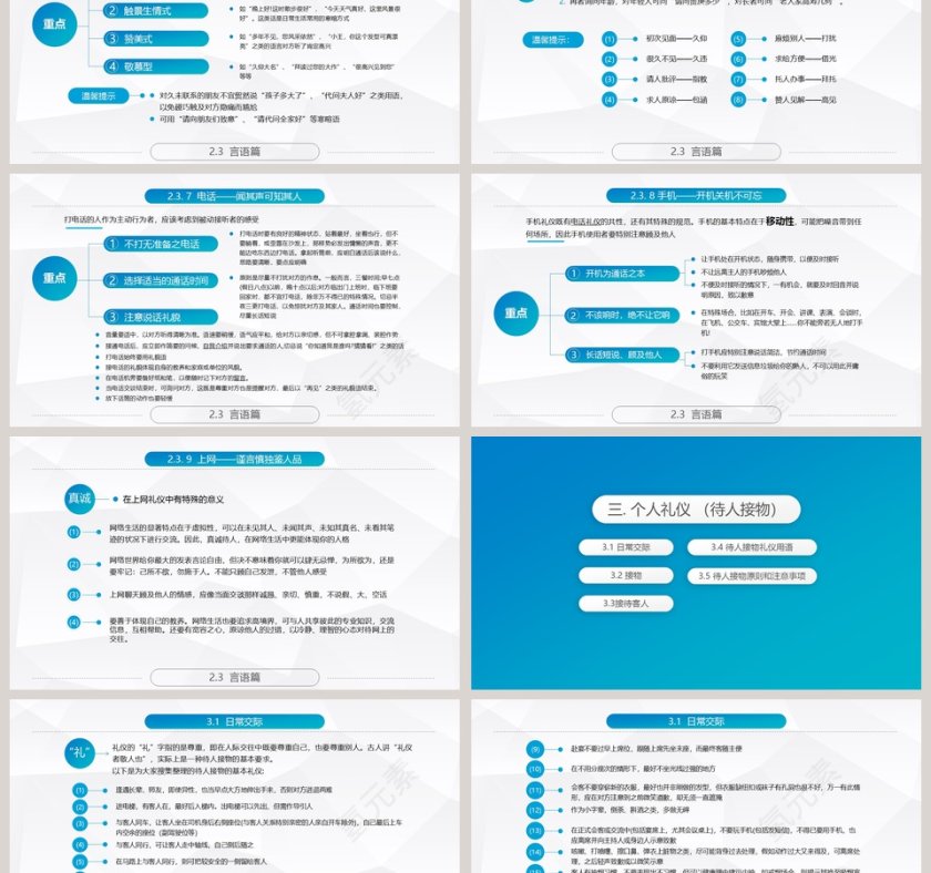 蓝色简约商务礼仪常识PPT第6张