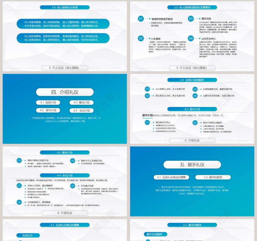 蓝色简约商务礼仪常识PPT第8张
