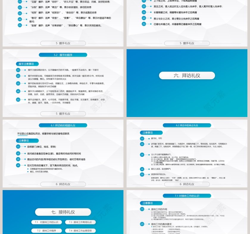 蓝色简约商务礼仪常识PPT第9张
