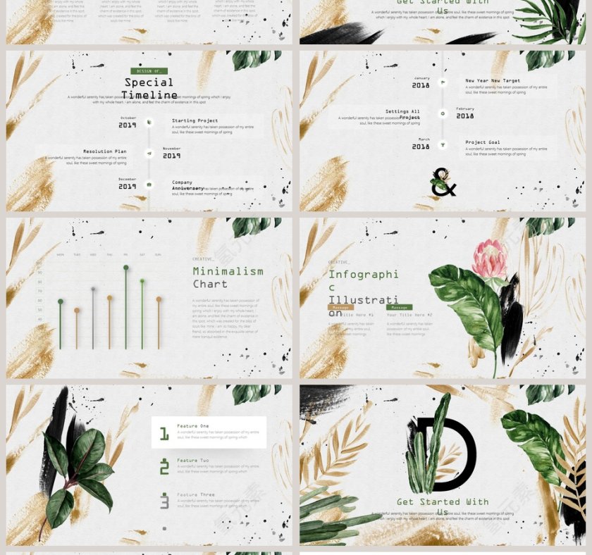 绿色植物通用工作总结PPT第4张