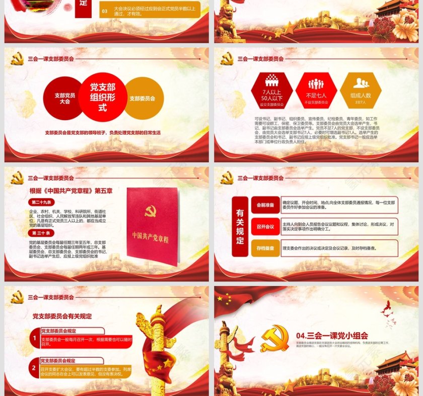 三会一课党课党章PPT模板第4张