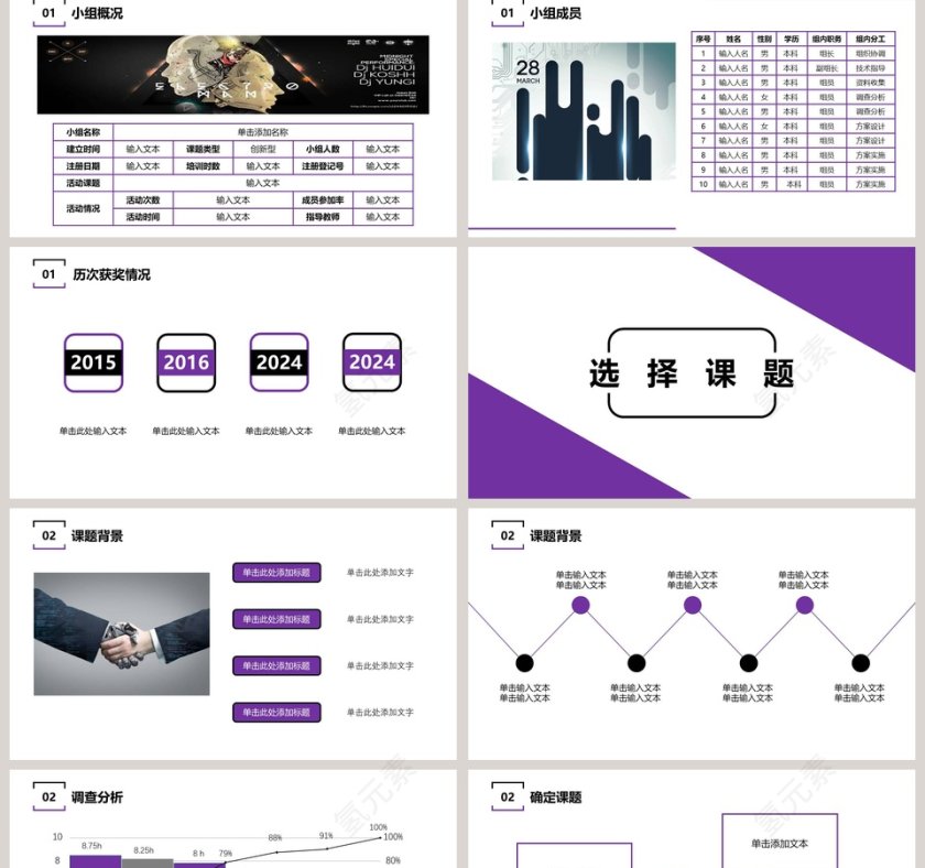 小组项目进度报告PPT模板第2张