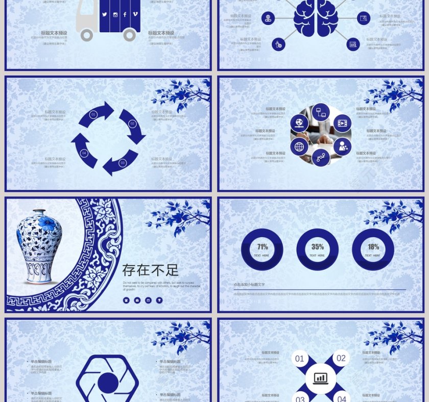 2019青花瓷工作汇报模板PPT第3张