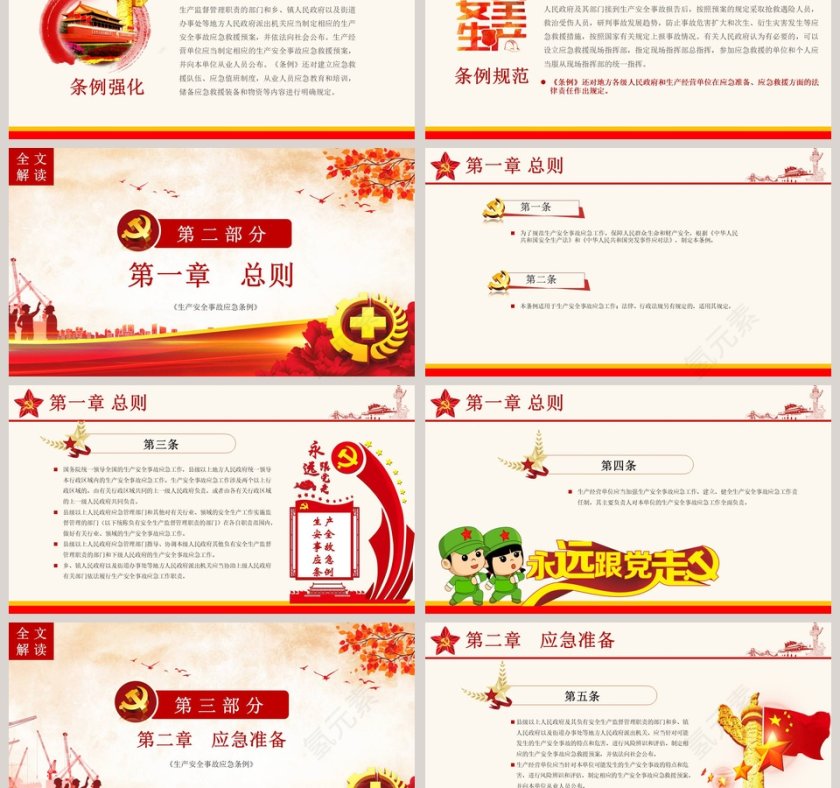 红色简约生产安全事故应急条例PPT第3张