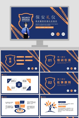 保安礼仪保安服务标准礼仪培训PPT模板