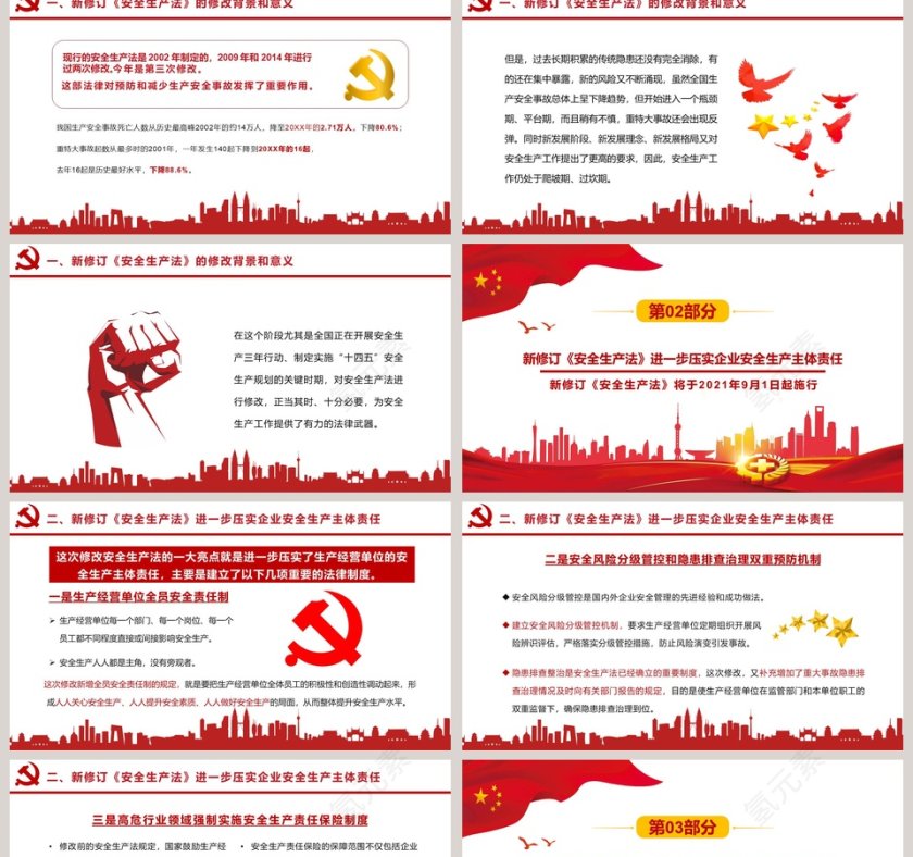 中国风新安全生产法解读专题党课PPT模板第2张