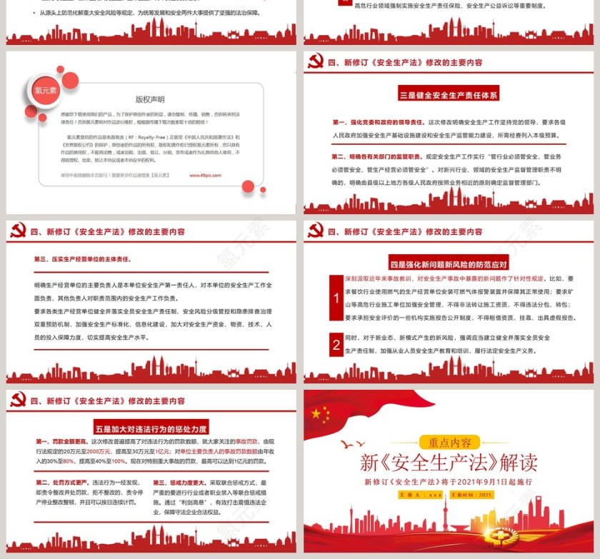 中国风新安全生产法解读专题党课PPT模板第4张