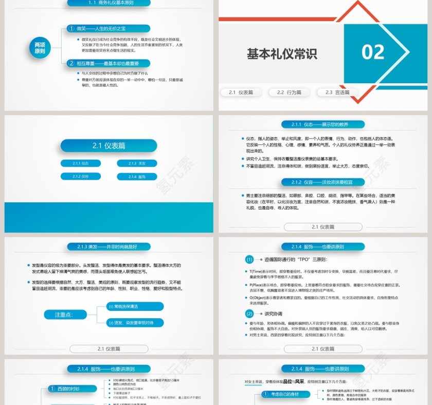简约清新商务礼仪培训PPT模板第2张
