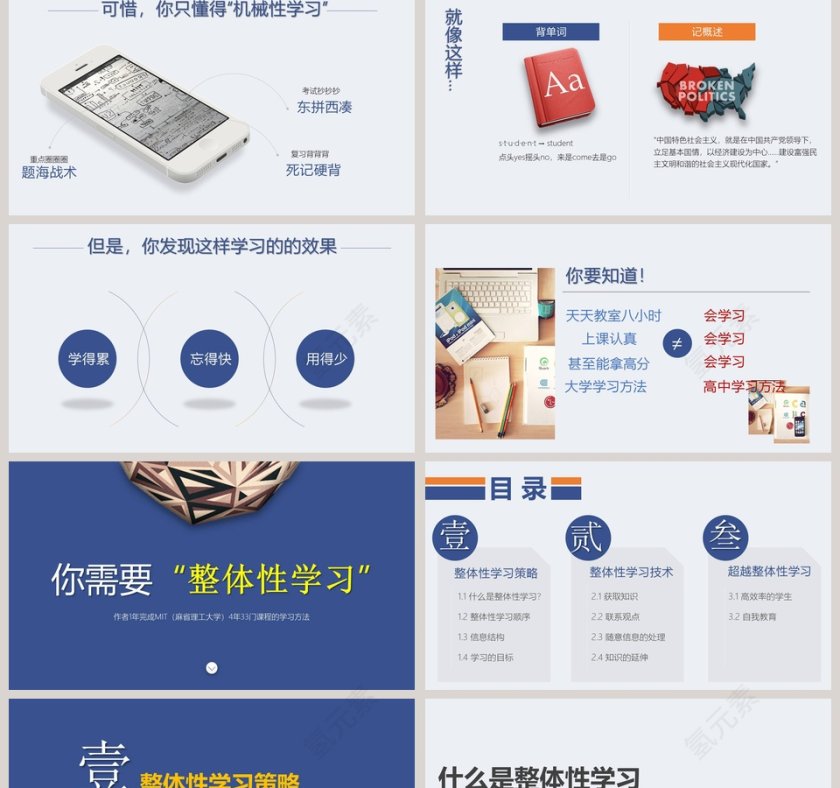 蓝色简约大气如何高效学习PPT第2张