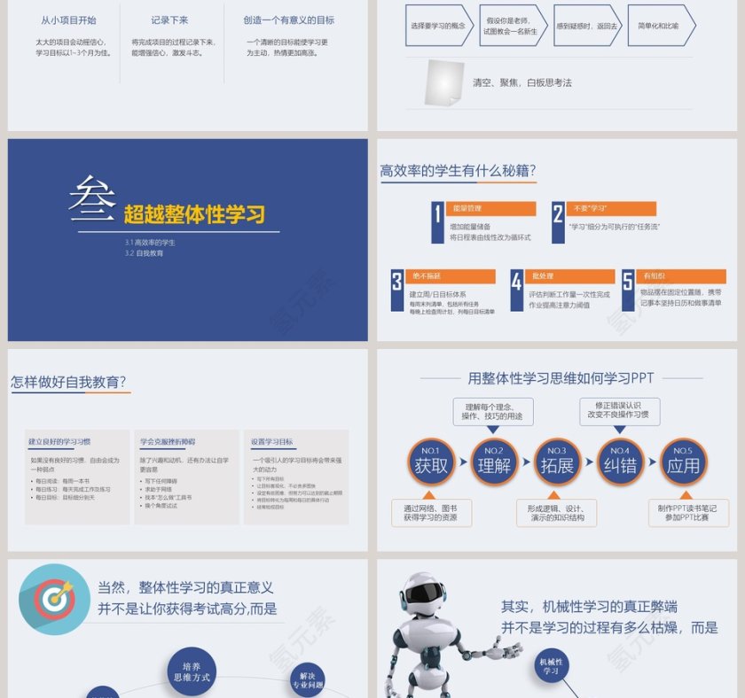 蓝色简约大气如何高效学习PPT第6张