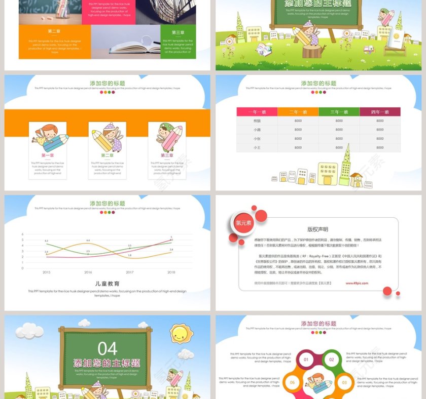 儿童成长教育通用教学课件PPT模板第3张
