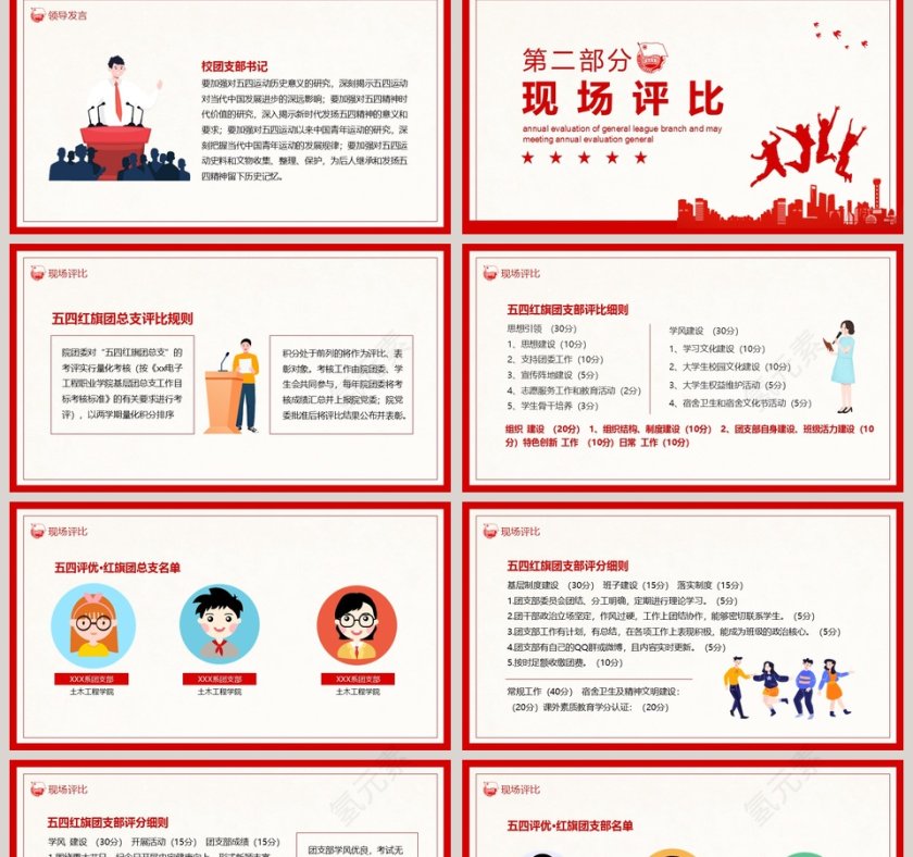 年度团总支考评暨五四评优会PPT模板第2张