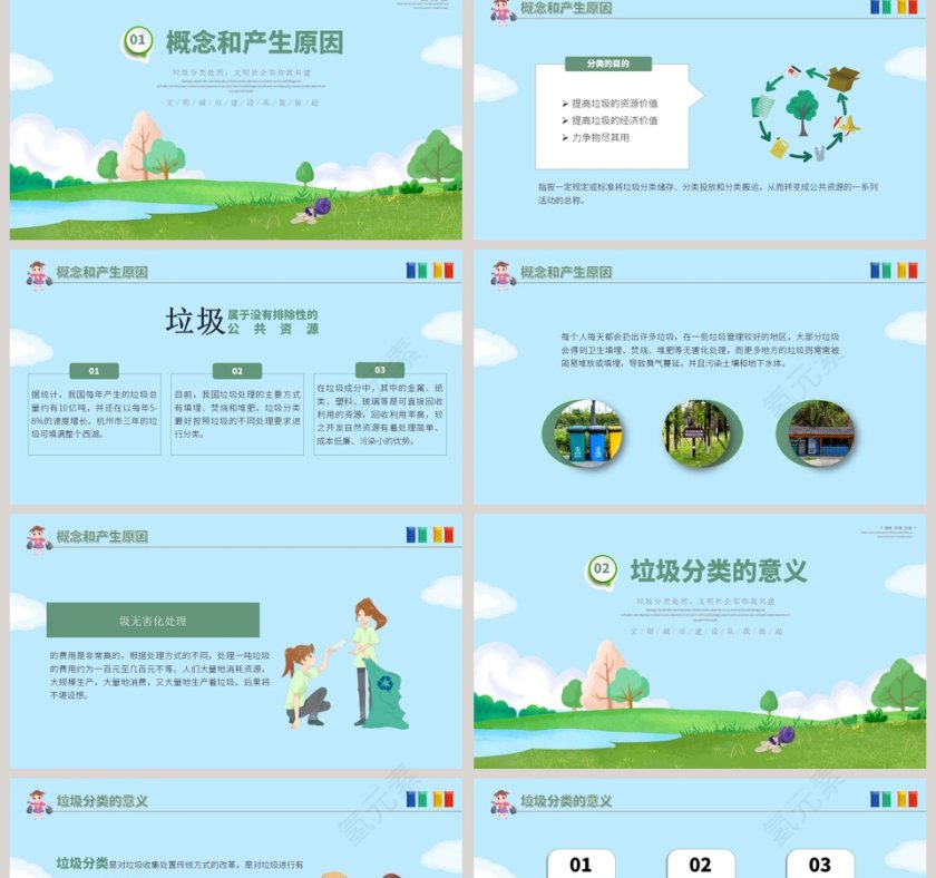 垃圾分类从我做起共建文明城市PPT模板第2张