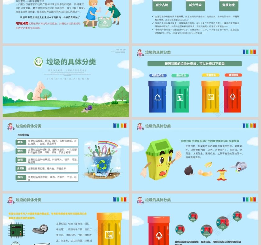 垃圾分类从我做起共建文明城市PPT模板第3张