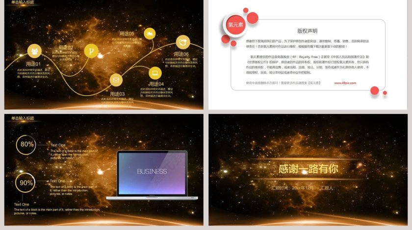 大气金色星空商业计划书PPT模板第5张