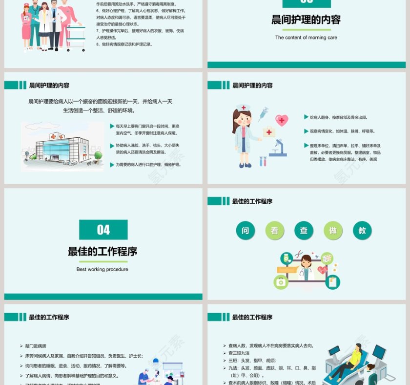 晨间护理查房医疗医学PPT模板第3张