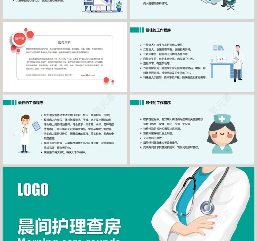 晨间护理查房医疗医学PPT模板第4张