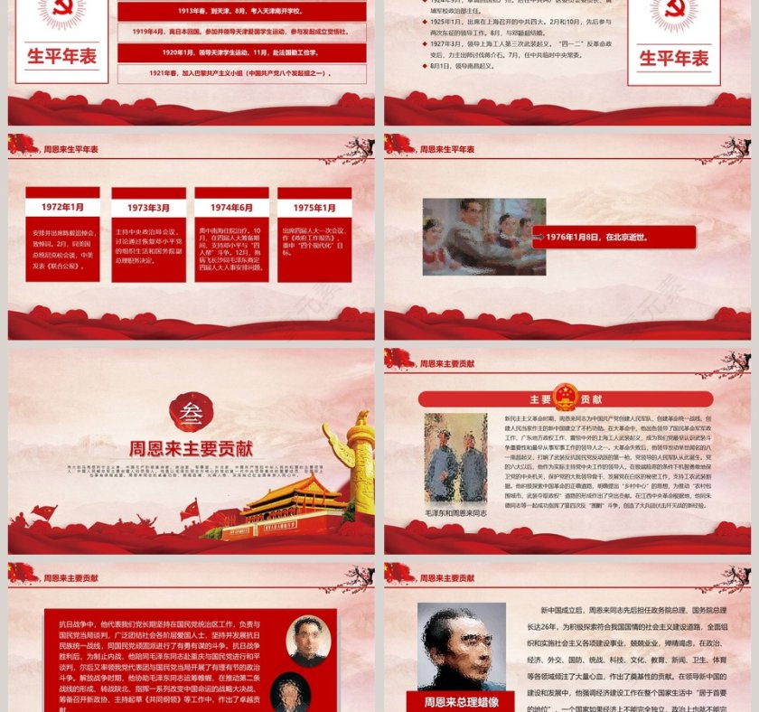 周恩来逝世43周年纪念PPT第3张