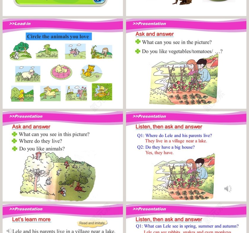 Unit4 He Lives in a Village PPT模板第2张