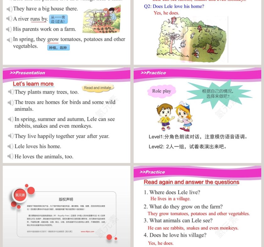 Unit4 He Lives in a Village PPT模板第3张