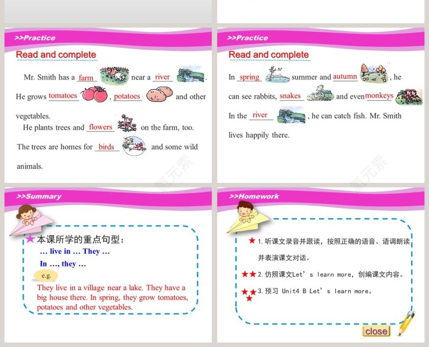 Unit4 He Lives in a Village PPT模板第4张