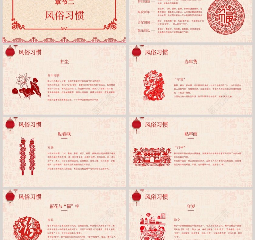 粉色简约春节传统文化ppt模板第3张