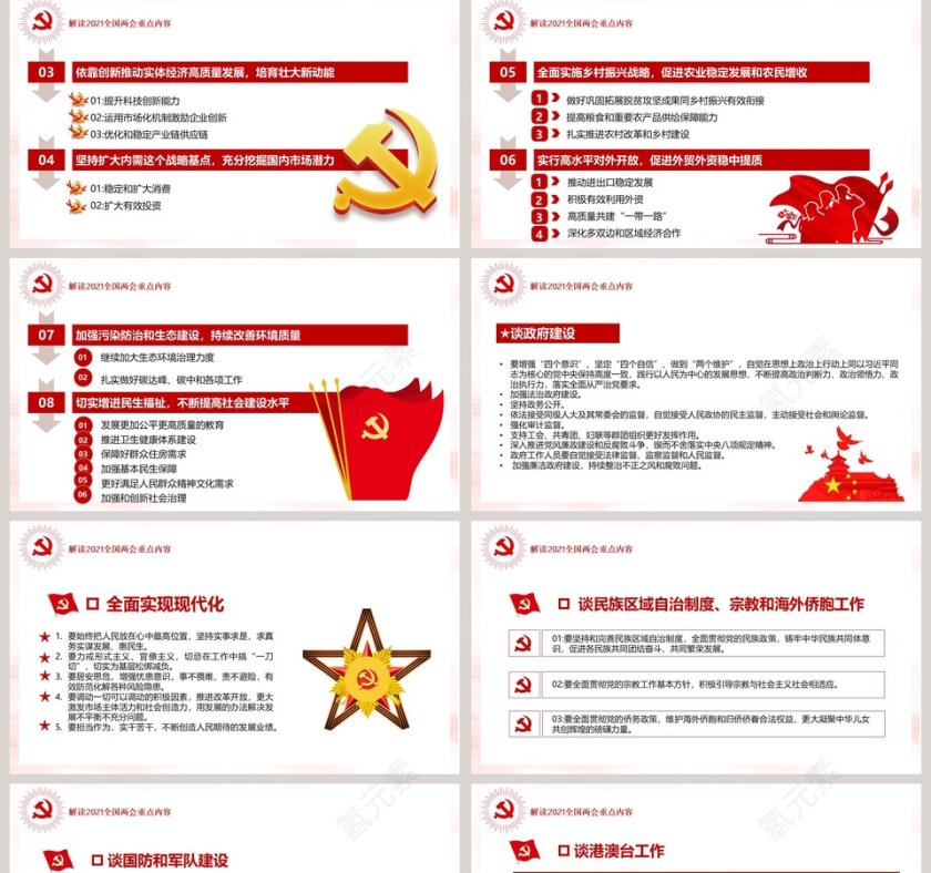 聚焦两会工作报告以优异成绩迎接建党100周年PPT模板第5张