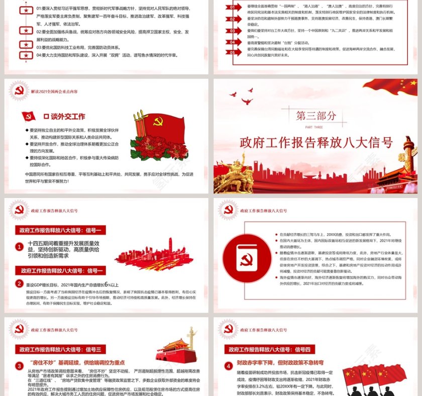 聚焦两会工作报告以优异成绩迎接建党100周年PPT模板第6张
