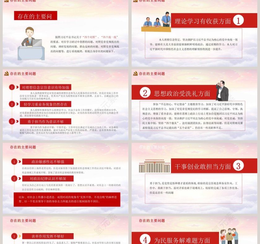 红色大气专题民主生活会PPT模板第2张