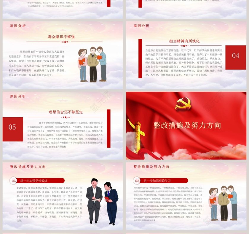 红色大气专题民主生活会PPT模板第4张