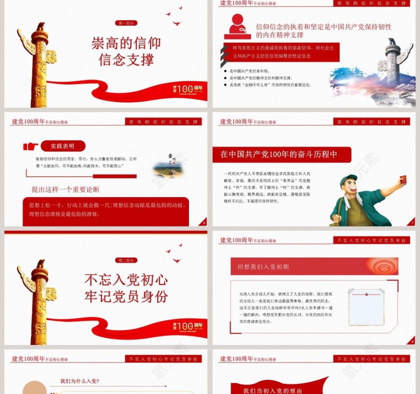 庆祝建党100周年专题党课PPT模板第2张