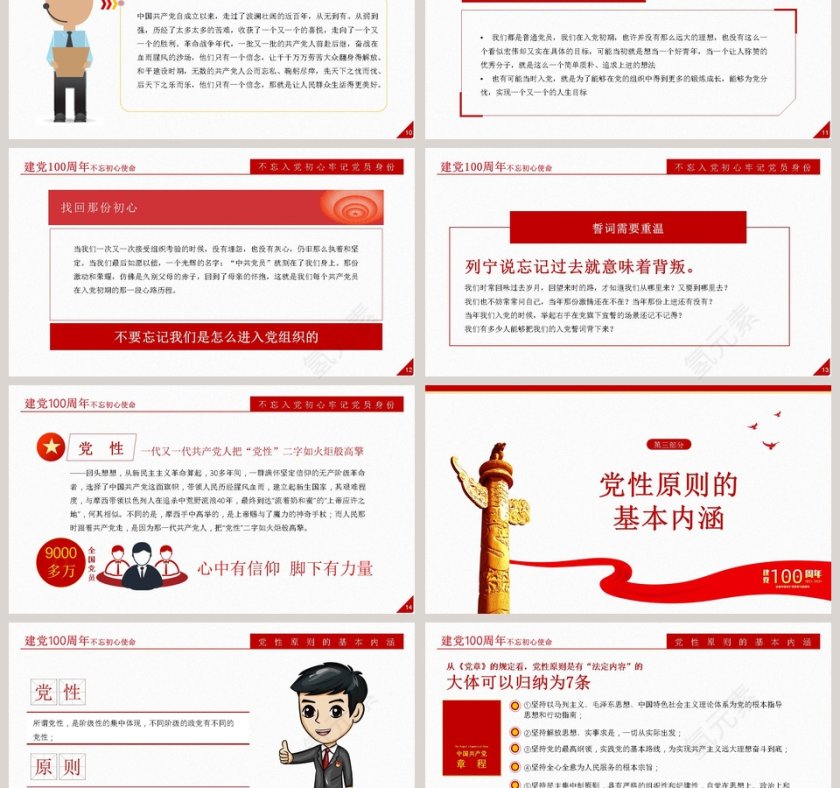 庆祝建党100周年专题党课PPT模板第3张